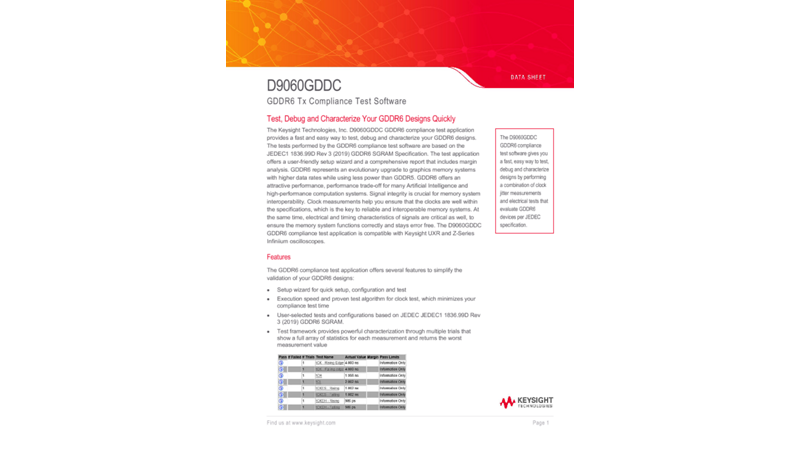 D9060GDDC GDDR6 Tx Compliance Test Software